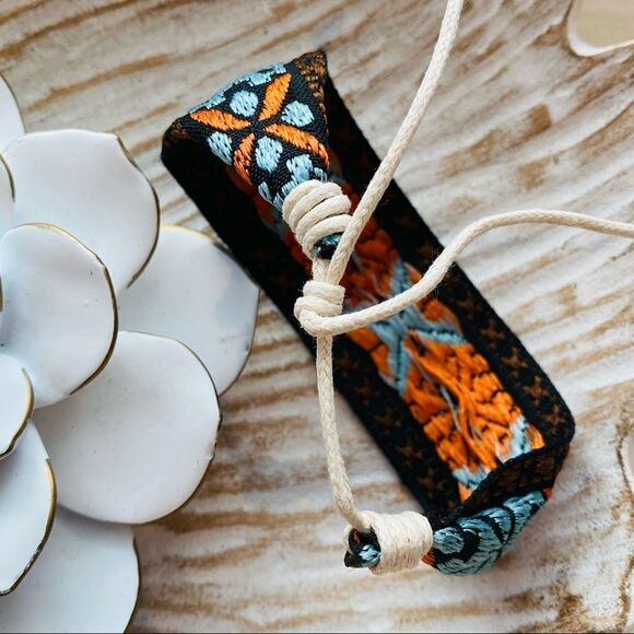 Boho Embroidered Mayan Style Adjustable Friendship Bracelet NWT - Picture 8 of 13